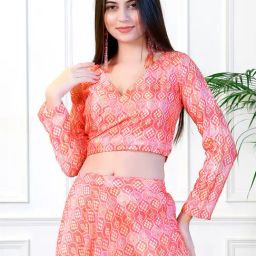 NEUDIS Peach Floral Print Crop Top-picture-0
