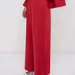 Wardrobe by Westside Red Wide-Leg High-Rise Trousers-picture-18