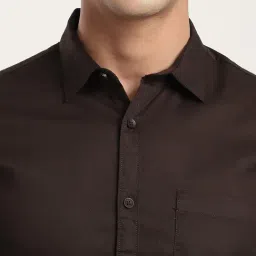 R&B Brown Cotton Regular Fit Shirt image 4