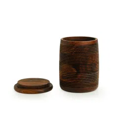 ExclusiveLane Brown Sheesham Wood Jar with Lid- Set of 2 (800 ML) image 3