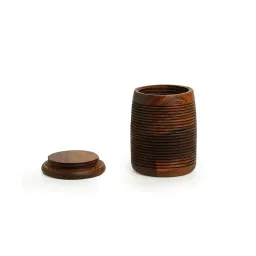 ExclusiveLane Brown Sheesham Wood Jar with Lid- Set of 2 (800 ML) image 4