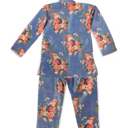 VASTRAMAY SISHU Blue & Pink Cotton Floral Print Kurta Set image 2