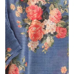 VASTRAMAY SISHU Blue & Pink Cotton Floral Print Kurta Set image 5