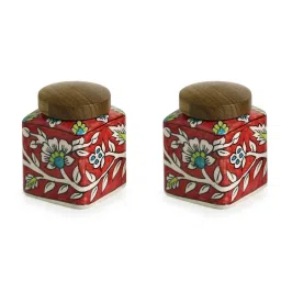 ExclusiveLane Floral Hand-painted Multi Utility Storage Jars & Containers In Ceramic (Airtight) image 3