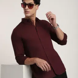 R&B Wine Cotton Regular Fit Shirt image 3