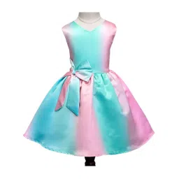The Magic Wand Kids Multicolor Solid Dress with Bow image 1
