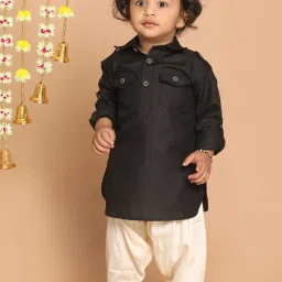 VASTRAMAY SISHU Black & White Cotton Relaxed Fit Kurta Set image 4