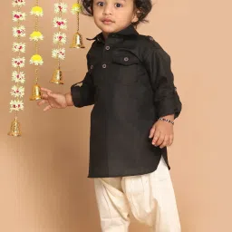 VASTRAMAY SISHU Black & White Cotton Relaxed Fit Kurta Set image 5