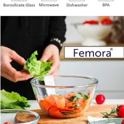 Femora Borosilicate Glass Microwave Safe Mixing Bowls (400 ml) - Set of 2 image 3
