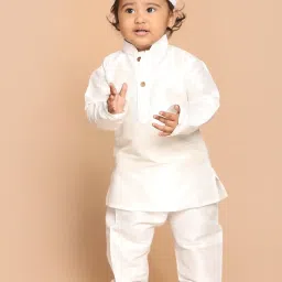 VASTRAMAY SISHU White Straight Fit Kurta Set image 3