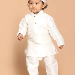 VASTRAMAY SISHU White Straight Fit Kurta Set image 4