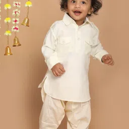 VASTRAMAY SISHU Cream Cotton Relaxed Fit Kurta Set image 4