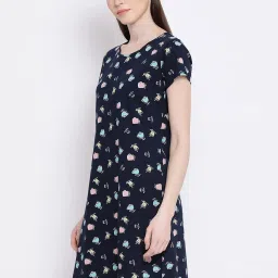 Kanvin Navy Printed Night Dress image 3