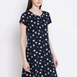 Kanvin Navy Printed Night Dress image 4