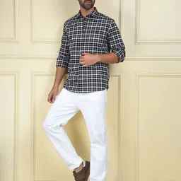 Crimsoune Club Checked Spread Collar Slim Fit Pure Cotton Shirt image 5