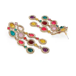 VATSALYA creation Gold-Plated Alloy Artificial Stones Earrings image 3