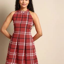 DODO & MOA Red Check Skater Dress-picture-38