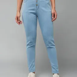 DOLCE CRUDO Light Blue Denim Skinny Fit High Rise Jeans-picture-24