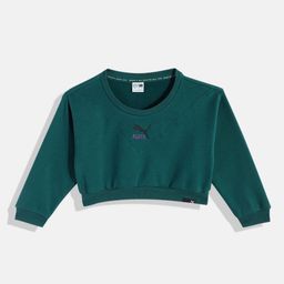Puma Girls Green Classics GRL Crop Sweatshirt-picture-20