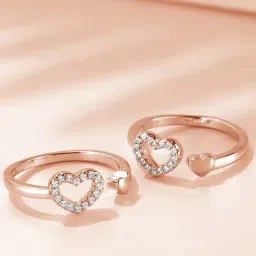 Zavya 925 Silver Heart-Shaped Rose Gold Toe-Rings for Women-picture-39
