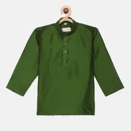 THANGAMAGAN Kids Green Solid Full Sleeves Kurta-image-21