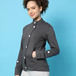 Campus Sutra Grey Cotton Regular Fit Jacket image 3