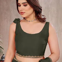 ROOP SUNDARI SAREES Beads and Stones Border Saree with Unstitched Blouse Piece image 3