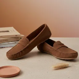 EZOK Women Solid Leather Loafers-picture-42