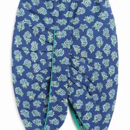 Campana Kids Blue & Green Floral Print Full Sleeves Kurta, Dhoti with Jacket image 4