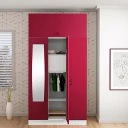 Godrej Interio Slimline 3 Door M1 Steel Almirah,(1 Year Warranty, Locker & Drawer, OHU, Red)-picture-21