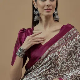 Saree mall Paisley Poly Crepe Block Print Sarees image 3