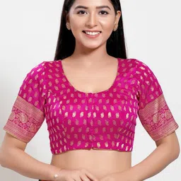 Mmore Women Woven Design Readymade Padded Saree Blouse-picture-13