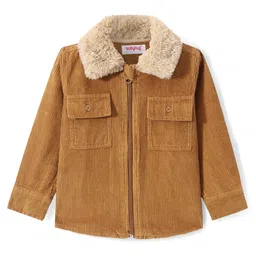 Babyhug Cotton Woven Full Sleeves Solid Colour Corduroy Shirt - Beige-picture-18