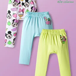 babyoye disney Babyoye Interlock Knit Diaper Leggings With Minnie & Mouse Friends Graphics Pack Of 3 - Light Blue White & Light Green-picture-20