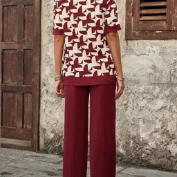 SHYAM SUNDARI Printed Round Neck Top & Trousers Co-ords image 2