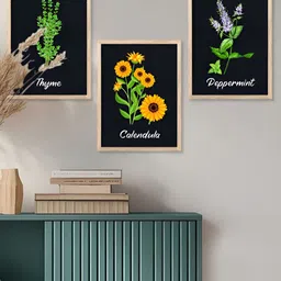 Kotart Brown & Black 3 Pieces Wooden Floral and Botanical Wall Arts image 2