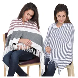 Lulamom Multi-Purpose Breast Feeding Nursing Striped Shawl - Pack of 2 (Maroon & Navy ) image 2