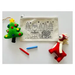 Little Canvas DIY Colouring Santa Claus Pouch image 2