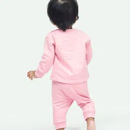 Ariel Pure Cotton Full Sleeves Unicorn Printed Tee & Pajama Set - Pink image 3