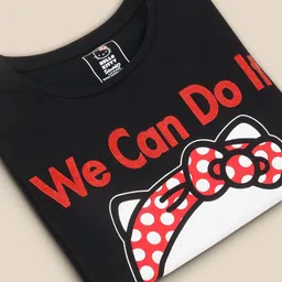 Kidsville Half Sleeves Hello Kitty Printed T Shirt - Black image 4