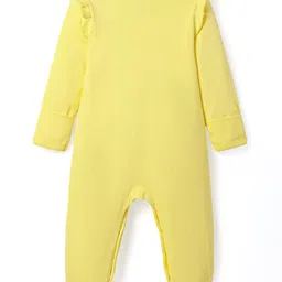 Babyoye Disney Interlock Knit Full Sleeves Footed Sleep Suits With Bambi & Marie Graphics & Pocket Detailing Pack of 2 - Yellow & Lavender image 3