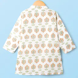 Babyhug Cotton Cambric Woven Full Sleeves Kurta Pyjama Set with Floral Print - White image 3