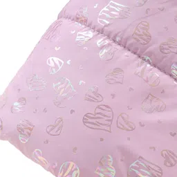 Babyoye Woven Full Sleeves Front Open Padded Hooded Jacket with Foil Print & Frill Detailing - Purple image 4