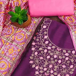 Peachmode Embroidered Unstitched Dress Material image 4