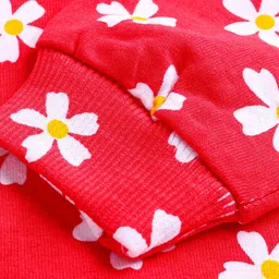Babyhug Cotton Knit Full Sleeves Sweatshirt with Floral Print - Red image 5