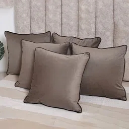 SANSKRUTIHOMES Grey Set of 5 Velvet Square Cushion Covers image 2