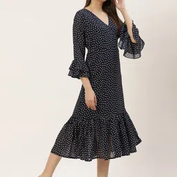 Chemistry Polka Dot Print Bell Sleeve Georgette Midi Dress image 2