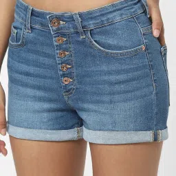 Only Blue High Rise Denim Shorts image 5