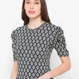 Globus Black & Beige Printed Top image 3