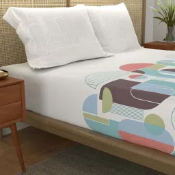 Urban Space Divine Binary Peach Cotton 144 TC Bedsheet With 2 Pillow Cover image 2